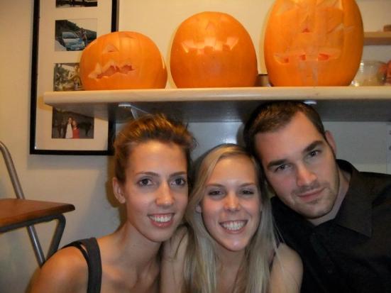 Ieva, me, and Edouard & our jack-o-lanterns